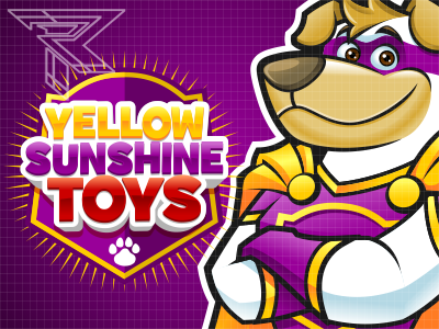 Yellow Sunshine Toys cartoon character design logo mascot rockdoodle toy toys vector