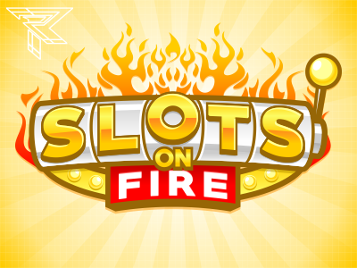 Slots On Fire cartoon logo rockdoodle vector web