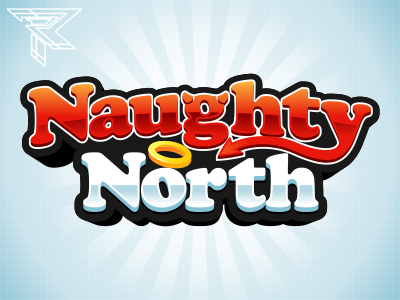 Naughty North cartoon logo rockdoodle vector web