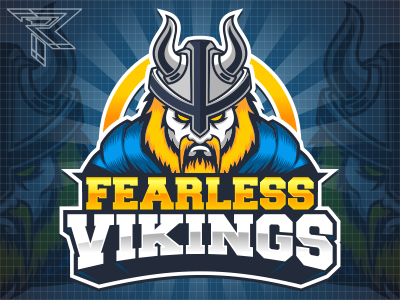 Fearless Vikings cartoon logo rockdoodle vector web