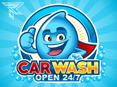 Carwash cartoon logo rockdoodle vector web