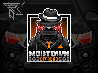 Mobtown cartoon logo mobtown offroad rockdoodle truck vector web