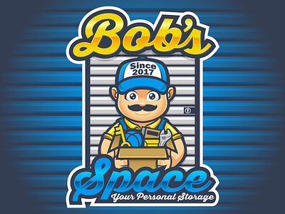 Bobs Space cartoon character logo mascot rockdoodle storage vector web