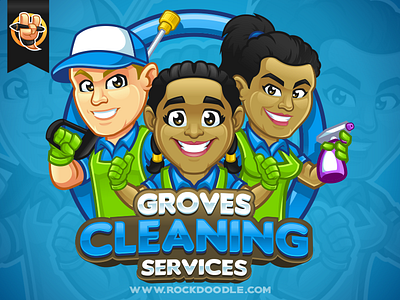 Groves Cleaning Services avatar branding caricature cartoon character illustration logo rockdoodle vector web