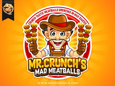 Mr. Crunch's Mad Meatballs cartoon character illustration logo rockdoodle vector web
