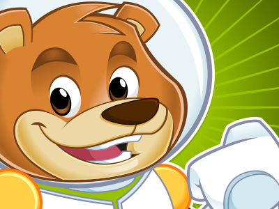 Spacebear bear cartoon character design mascot rockdoodle space