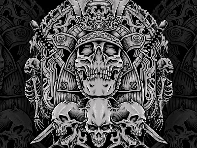Dark Samurai artwork design illustration japanese ronin samurai skull tshirt
