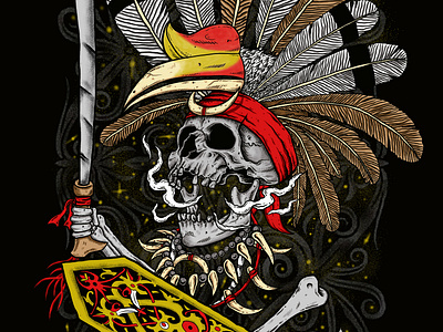 Skull Dayak art illustration design illustration