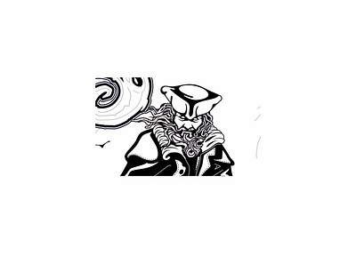 Pirat black black and white corel draw illustration vector