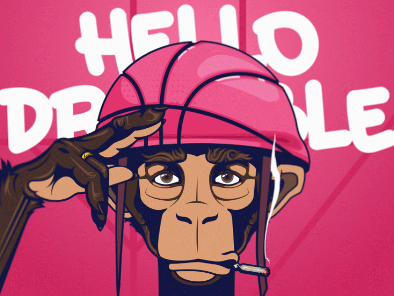 Hello Dribble 2d motion animation 2d ape debut shot design dribble invite gif hello illustration vector