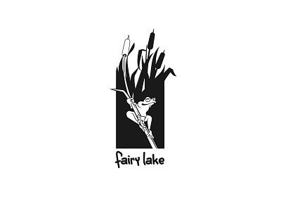 Lake design frog logo reeds vector