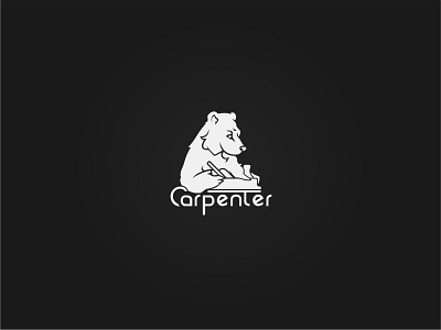 Carpenter bear black black and white carpenter design logo vector