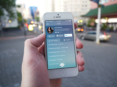 Mazika Artist Page blue clean gradient ios7 lucent music player ui white