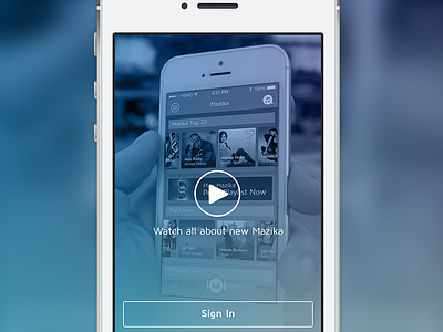 Mazika Login blue clean ios7 login music player slick