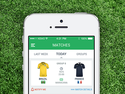 World Cup Matches 2014 brazil clean football france green mobile application schedule soccer ui world cup