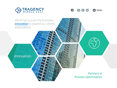 Tragency Website blue clean corporate green hexagon simple web