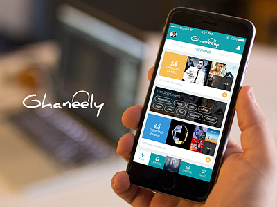 Ghaneely Landing Screen (Conceptual) discover explore flat landing minimal music player simple