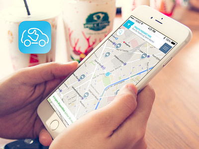 OuiHop App Experience Design car drive geo green map pedestrian request result ride search smart status