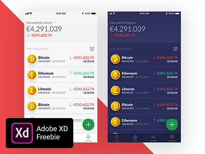 Bitcoin and Cryptocurrency Wallet - Fin-tech Adobe XD Freebie