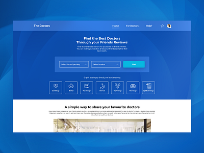 Doctor Finder Landing Page Design blue clean design explore home landing medical minimal simple ux