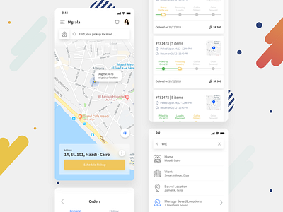 Mgsala Experience Design | Digital Laundry and Cleaning Services app clean cleaning cleaning service concept home laundry map minimal navigation search simple tracking ui ux