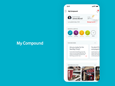 My Compound Realestate PropTech Facility Resident App clean concept dashboard dashboard ui estate explore facility feed home news newsfeed property property developer property management property marketing proptech real estate realestate services