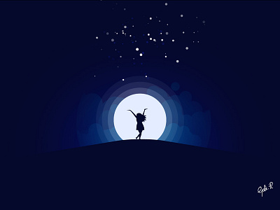 Girl in the Moonlight design horizon illustration moonlight vector