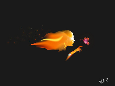 Be the Fire! 4th butterfly fire girl illustration sparks touch vector