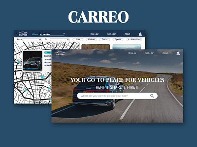 Carreo | Car Rental Website UI bluetheme car challenge03 design rental roadtrip trips web webdesign xd xddailychallenge xdlife