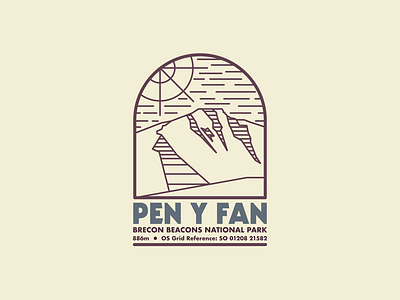 Pen y Fan logo badge brand brecon beacons national park design draw drawing explore graphic design hike icon identity illustrate illustration logo mountain mountains pen y fan wales