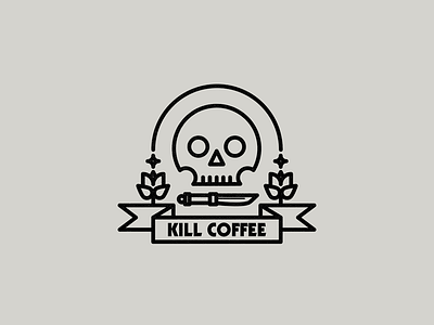 Kill Coffee logo badge brand coffee coffee logo design draw drawing graphic design icon identity illustrate illustration logo skull