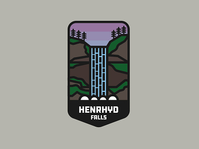Henrhyd Falls badge badge brand brecon beacons national park design draw drawing flatdesign graphic design henrhyd falls icon identity illustrate illustration logo nature outdoors wales waterfall
