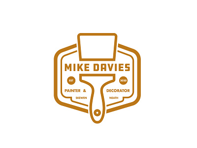 Mike Davies Painter & Decorator logo badge brand design draw drawing graphic design icon identity illustrate illustration local business logo paint brush vector