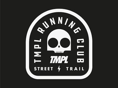 TMPL Running Club badge badge brand design draw drawing exercise fitness graphic design icon identity illustrate llustration logo outdoors running running club skull tmpl