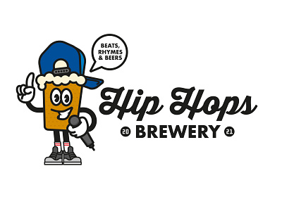 Hip Hops Brewery badge beer brand brewery craftbeer design draw drawing graphic design icon identity illustrate illustration logo mascot
