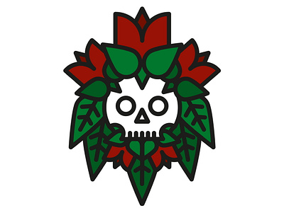 Skullz’n’Roses badge brand design draw drawing graphic design icon identity illustrate illustration logo roses skull