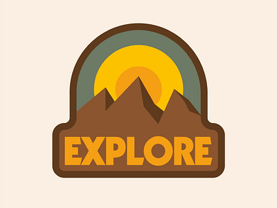 Explore Badge badge design draw drawing explore graphic design icon identity illustrate illustration logo mountains nature outdoors sun