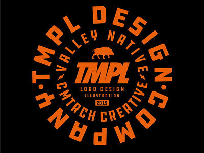 TMPL Design Co badge badge brand design draw drawing font graphic design identity illustrate illustration logo typeface wild boar