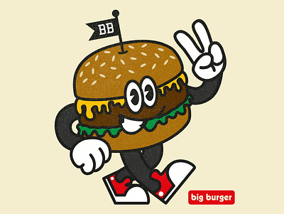 Big Burger mascot badge brand burger design draw drawing food graphic design icon identity illustrate illustration logo mascot