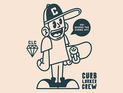 Curb Lurker Crew badge design draw drawing graphic design icons identity illustrate illustration logo mascot skate skateboard skateboard graphics