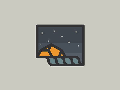 Waterside camping logo badge brand camping design draw drawing graphic design hiking icon identity illustrate illustration logo outdoors walking