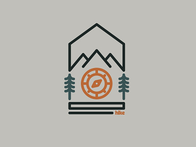 Hike logo badge brand compass design draw drawing graphic design hike hiking identity illustrate illustration logo mountain navigate outdoor