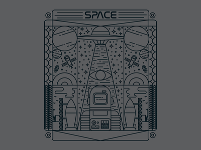 Space 🚀🛸👽 alien astronaut badge brand design draw drawing flying saucer graphic design icon identity illustrate illustration logo planet rocket space space exploration stars