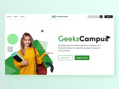 Geeks Campus Landing Page Design abstract animation campus college interaction microinteraction minimal ui ux web webdesign