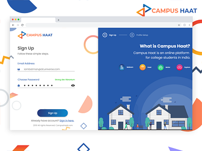 Sign-Up Section for Campus Haat 404 adobe xd app branding craftwork create account dailyui illustration loading login sign up signup startup story ui ux design vector webdesign website website design