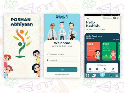 Poshan Abhiyaan : Malnutrition Treatment App adobe xd app health illustration malnutrition minimal product treatment ui ux