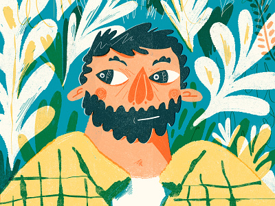 Hello again 👋 face forest illustration man plants portrait portrait illustration
