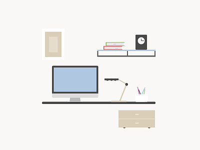 Workspace design flat icon illustration minimal modern simple wallpaper workspace