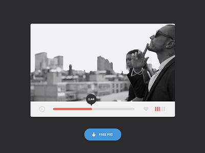Video Player blue button clean download free minimal player red simple ui video white