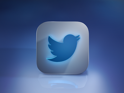 Twitter Icon blue color icon ios 7 logo long mockup realistic shadow sky twitter white